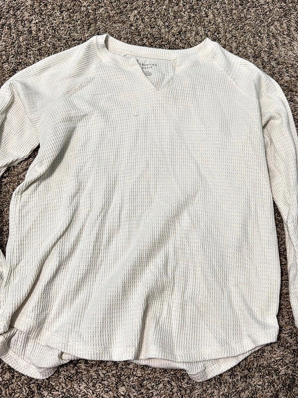 Women's Long Sleeve Waffle Tee in White Like New